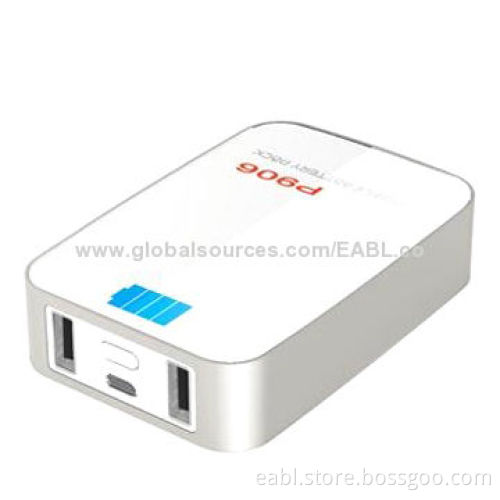 Micro USB Cable Power Bank, LED Light and 6,600mAh/Dual-output